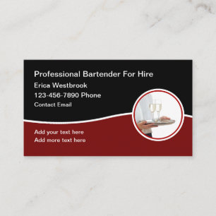 Tarjetas de presentación de bartender con clase y 