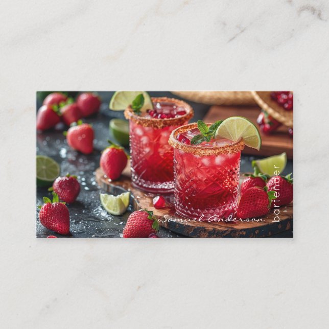 Tarjetas de presentación de bartender mixólogo (Anverso)