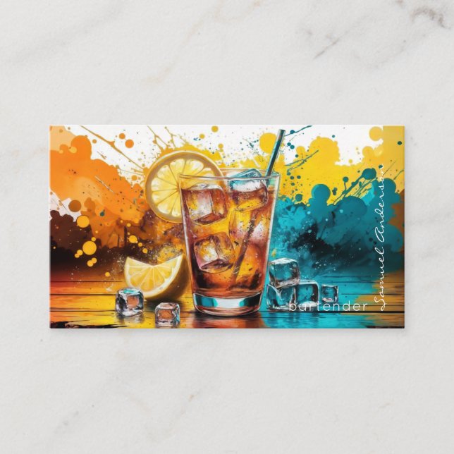 Tarjetas de presentación de bartender mixólogo (Anverso)