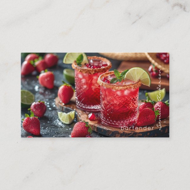 Tarjetas de presentación de bartender mixólogo (Anverso)