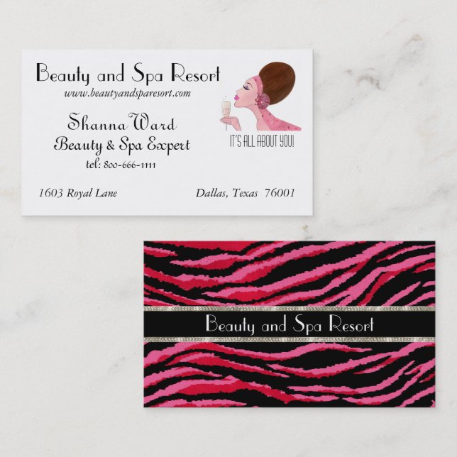Tarjetas de presentación de belleza y spa Diva (Anverso / Reverso)