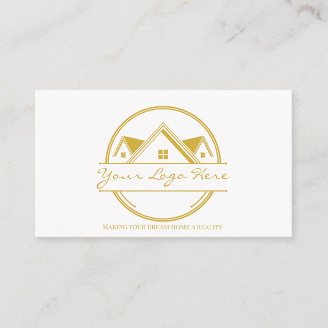 Tarjetas de presentación de bienes raíces de oro e (Anverso)