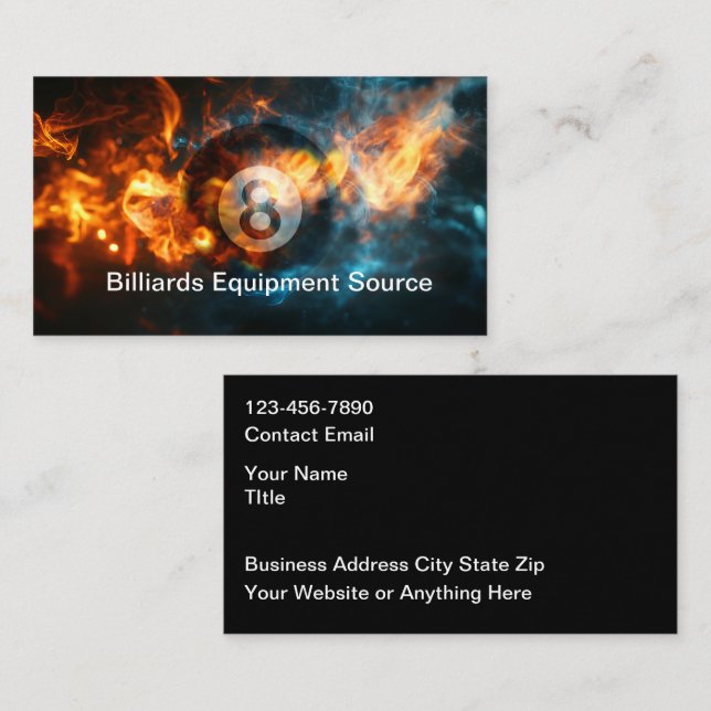 Tarjetas de presentación de billar 8 Ball más geni (Anverso / Reverso)