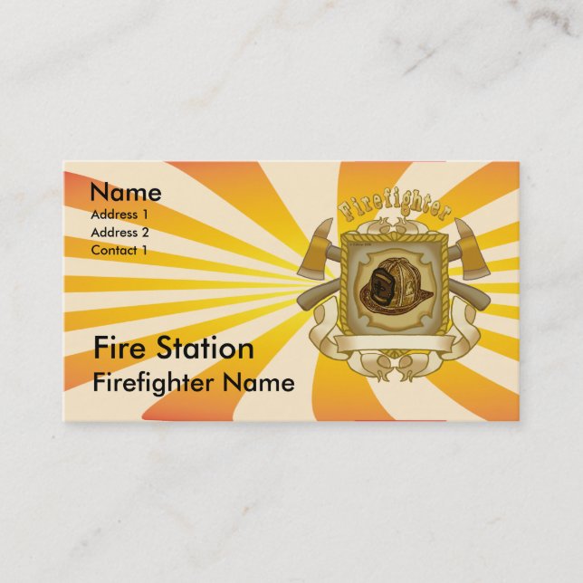 Tarjetas de presentación de bombero con hacha y es (Anverso)
