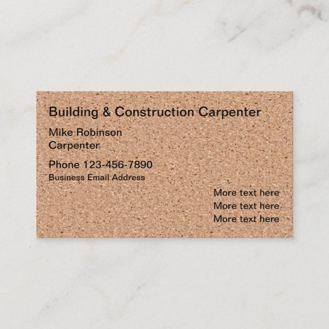 Tarjetas de presentación de carpintero de construc (Anverso)