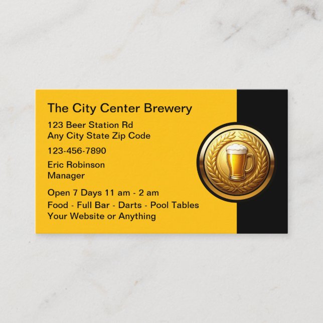 Tarjetas de presentación de cervecería de clase (Anverso)