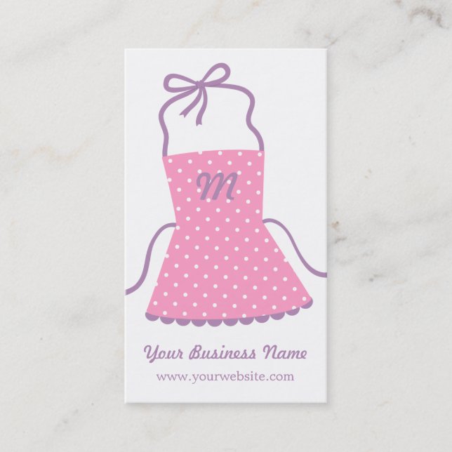 Tarjetas de presentación de chef con delantal rosa (Anverso)