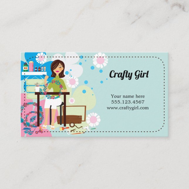 Tarjetas de presentación de Chica Super Crafty (Anverso)