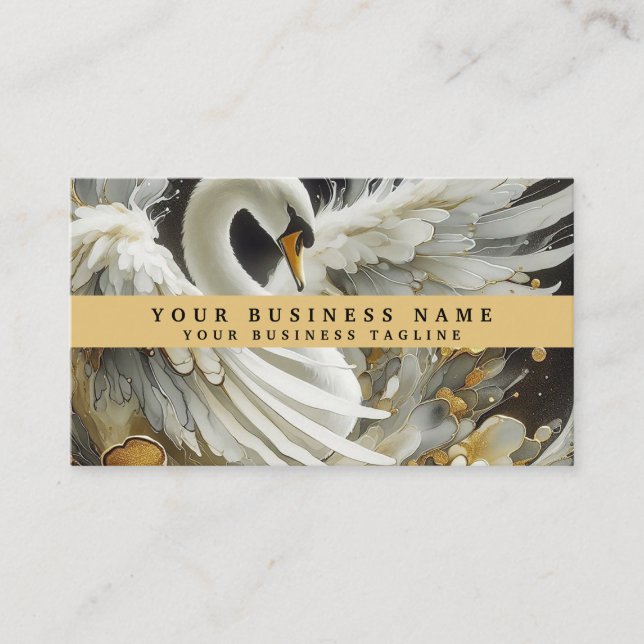Tarjetas de presentación de cisne blanco y negro d (Anverso)