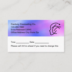 Tarjetas de presentación de citas de consejería mo