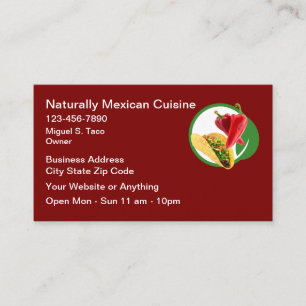 Tarjetas de Presentación de Cocina Mexicana Natura