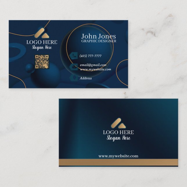 Tarjetas de presentación de código QR de burbujas  (Anverso / Reverso)