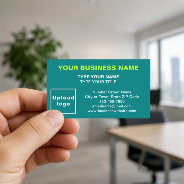 Tarjetas de presentación de color verde turquesa a (Front of the business card)