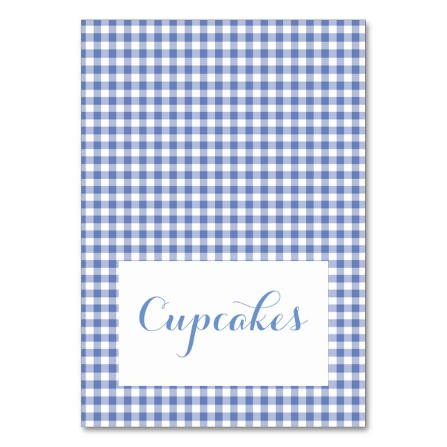 tarjetas de presentación de comida de gingham azul (Anverso)