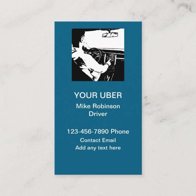 Tarjetas de presentación de conductor de Uber (Anverso)