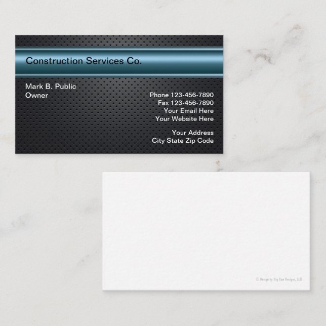 Tarjetas de presentación de construcción (Anverso / Reverso)