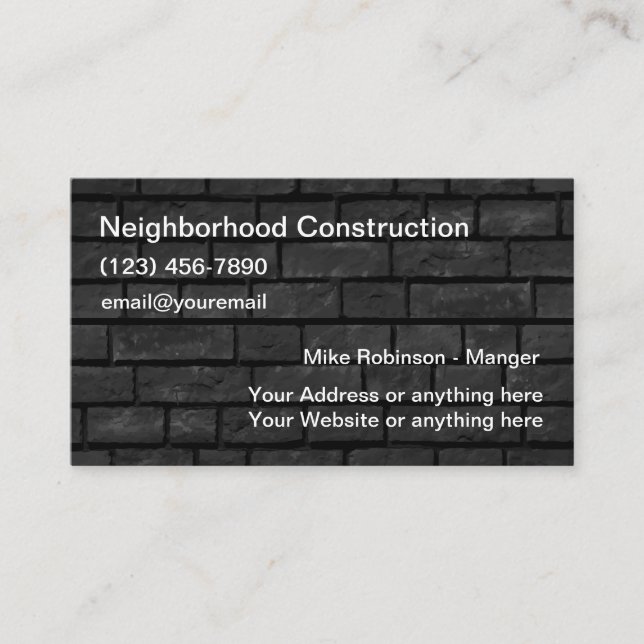 Tarjetas de presentación de construcción de fondo  (Anverso)