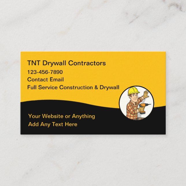 Tarjetas de presentación de construcción y drywall (Anverso)