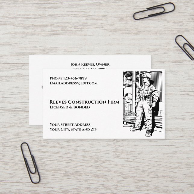 Tarjetas de presentación de contratistas de constr (Anverso/Reverso In Situ)