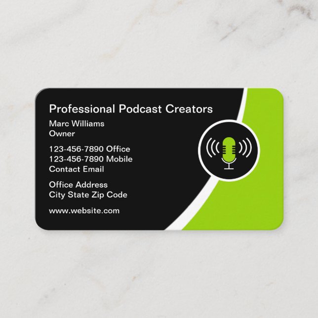 Tarjetas de presentación de creación de podcasts p (Anverso)
