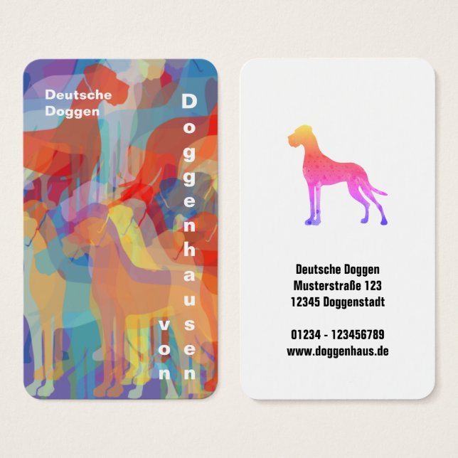 Tarjetas de Presentación de Cria de Grandes Danese (Anverso y reverso)