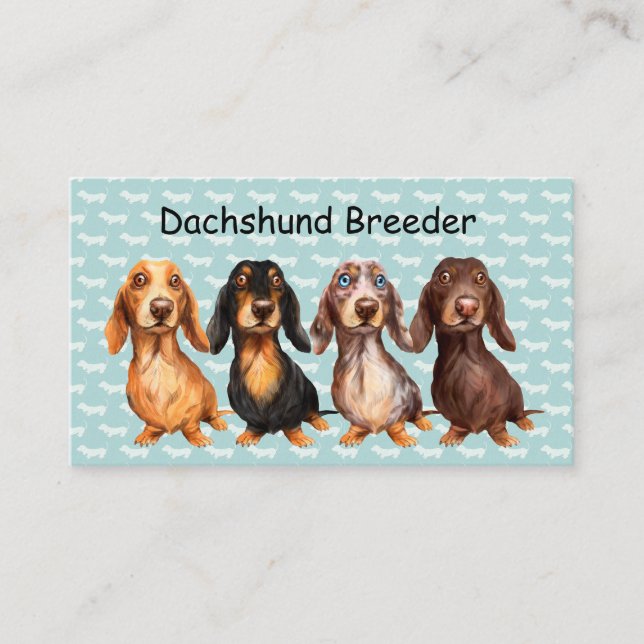 Tarjetas de presentación de criador de perros Dach (Anverso)