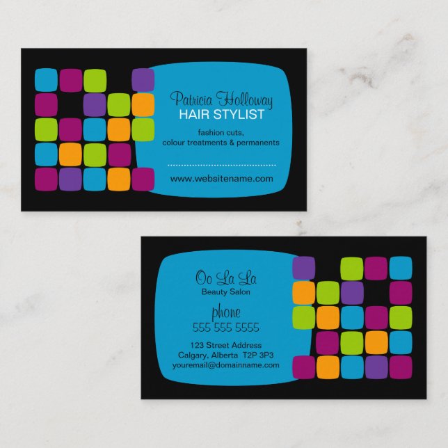 Tarjetas de presentación de cuadrados coloridos y  (Anverso / Reverso)