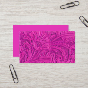 Tarjetas de presentación de cuero impreso rosa osc
