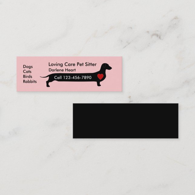 Tarjetas de presentación de cuidador de mascotas a (Anverso / Reverso)