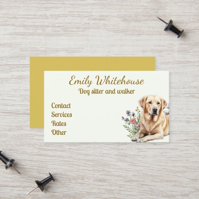 Tarjetas de presentación de cuidador de perros lab (Anverso/Reverso In Situ)