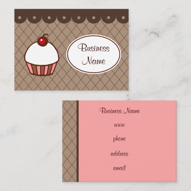 Tarjetas de Presentación de Cupcake de Panadería (Anverso / Reverso)