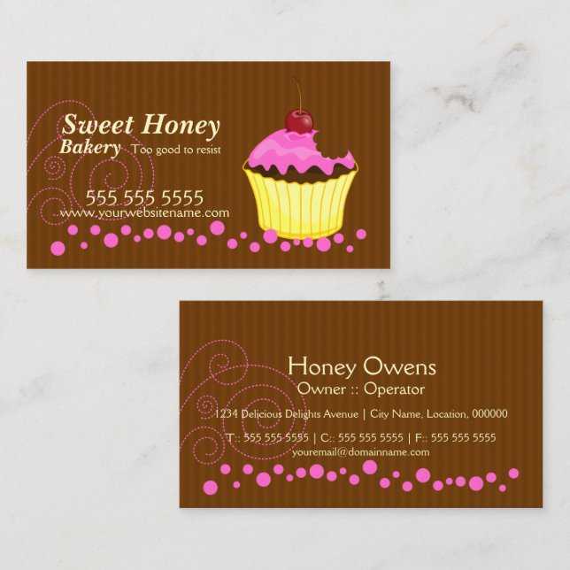Tarjetas de presentación de Cupcake Rosa Lindo con (Anverso / Reverso)