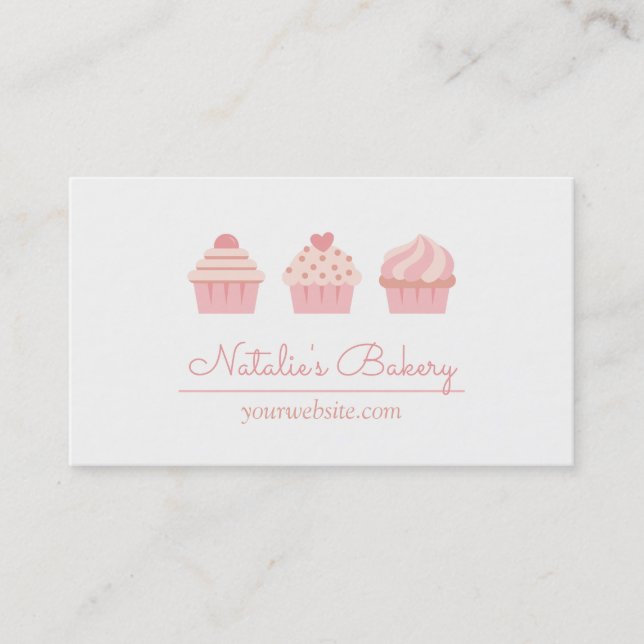 Tarjetas de presentación de cupcakes trío retro el (Anverso)