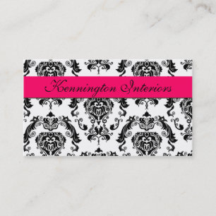 Tarjetas de presentación de Damask Lace negro rosa