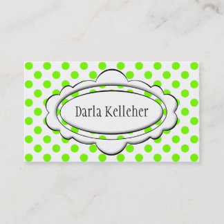 Tarjetas de presentación de datos de polka verde y