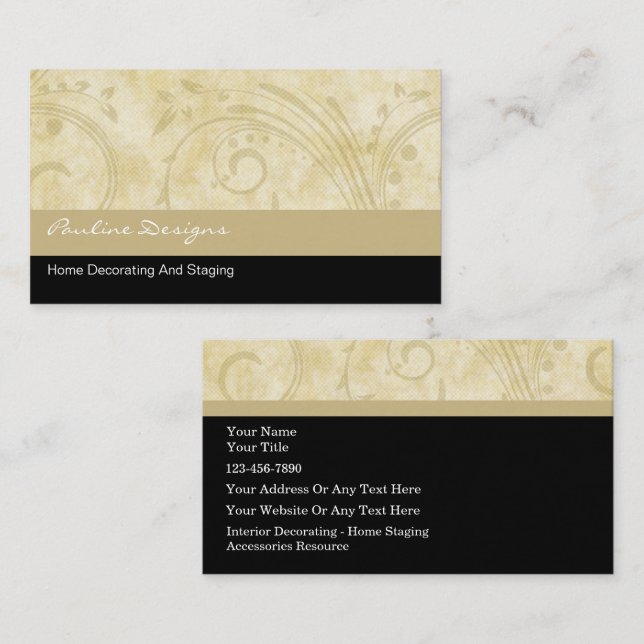 Tarjetas de presentación de decorador de interiore (Anverso / Reverso)
