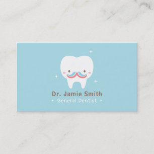 Tarjetas de presentación de dentista con bigote de
