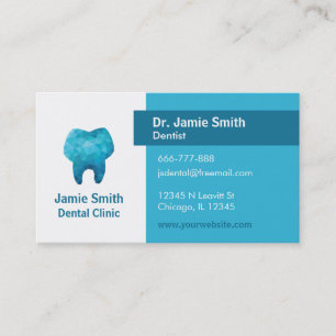 Tarjetas de presentación de dentista con diente mo