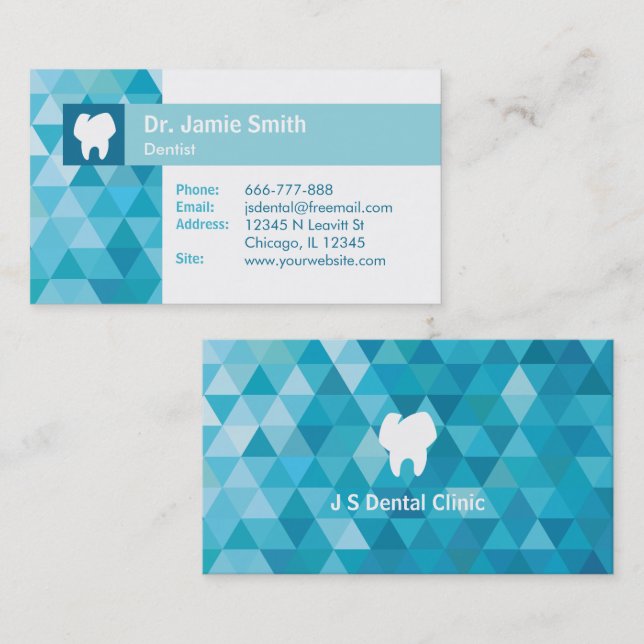 Tarjetas de presentación de dentista con logotipo  (Anverso / Reverso)