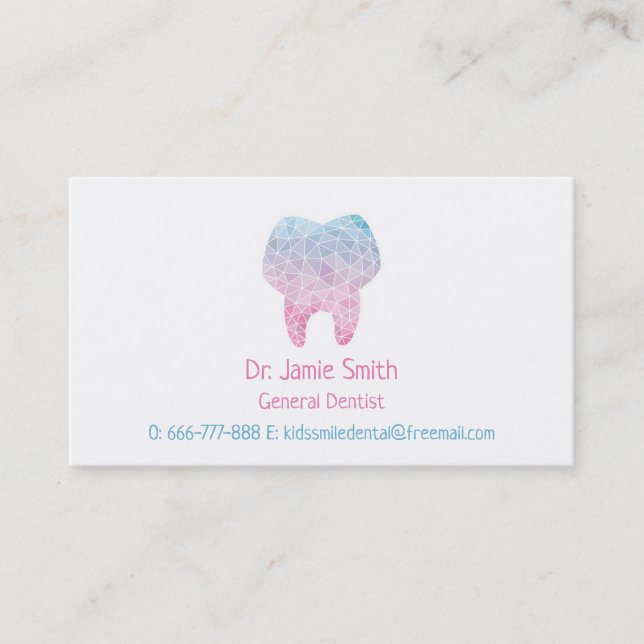 Tarjetas de presentación de dentista con polígono  (Anverso)