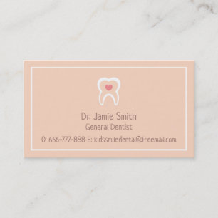 Tarjetas de presentación de dentista corazón dient