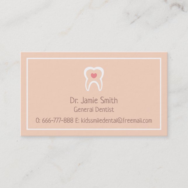 Tarjetas de presentación de dentista corazón dient (Anverso)