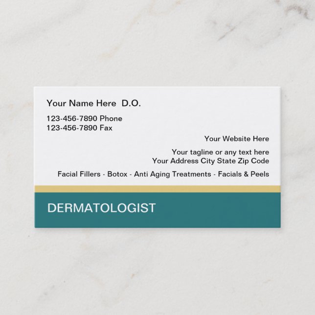 Tarjetas de presentación de dermatólogo (Anverso)