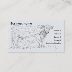 Tarjetas de presentación de dibujos para vacas y t