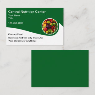 Tarjetas de presentación de dieta y nutrición de a