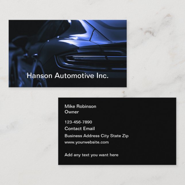 Tarjetas de presentación de diseño automotriz geni (Anverso / Reverso)