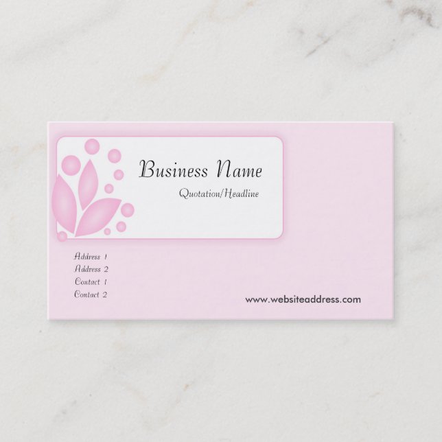 Tarjetas de presentación de diseño rosa claro (Anverso)