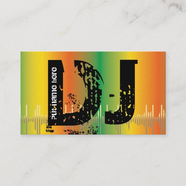 Tarjetas de presentación de DJ Disc jockey (Anverso)