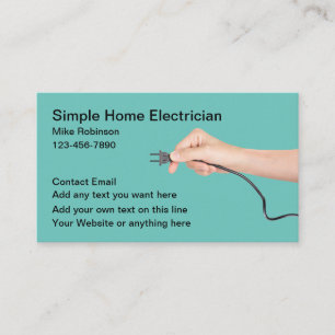 Tarjetas de presentación de electricista de cable