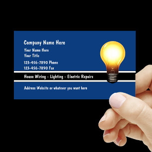 Tarjetas de presentación de electricista iluminaci